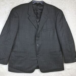 Abriani Mens Suit Jacket Blazer Pure Wool Three Button Navy Windowpane‎ Lined 46
